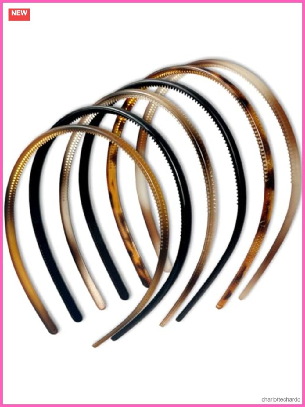 6 Pack Skinny Plastic Headbands with Teeth Comb Non-Slip
